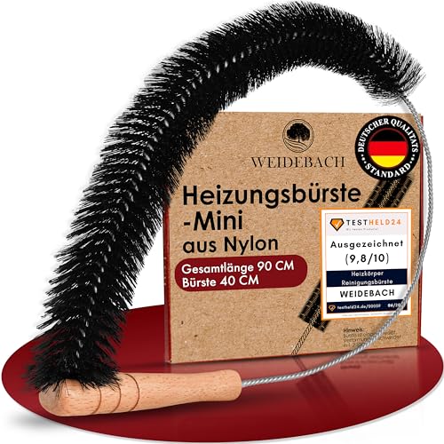 WEIDEBACH Heizkörperbürste 90cm Gesamtlänge / 40cm Bürste aus Nylon, Heizkörper Reinigungsbürste tierhaarfrei, Heizkörperbürste kommt in jeden Winkel, stabile & Flexible Heizungsbürste von Weidebach