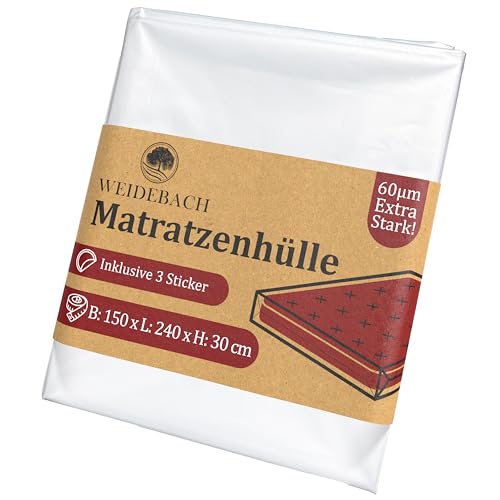 WEIDEBACH® robuste Matratzenhülle, Matratzenbeutel für 140x200cm Doublesize Matratzen, Aufbewahrungstasche für Matratzen für Lagerung & Transport, Matratzenschutzhülle gegen Gerüche & Feuchtigkeit von Weidebach