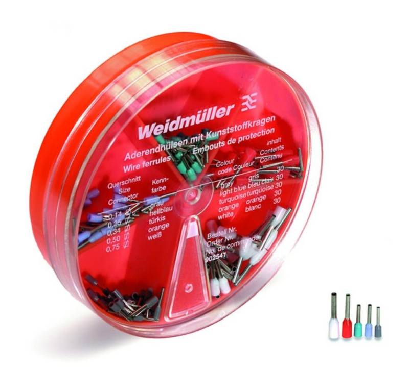 Weidmüller Aderendhülsen Weidmüller 9025410000 Aderendhülsen-Sortiment 0.14 mm², 0.25 mm², 0.34, H-BOX 0,14-0,75QMM von Weidmüller