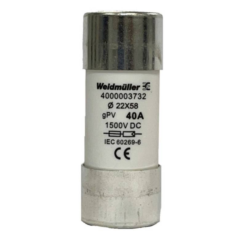 Weidmüller Stromstoßschalter Weidmüller 4000003732 FUSE WSFL 22X58 40A 1K5V GPV Feinsicherung I, (FUSE WSFL 22X58 40A 1K5V GPV) von Weidmüller