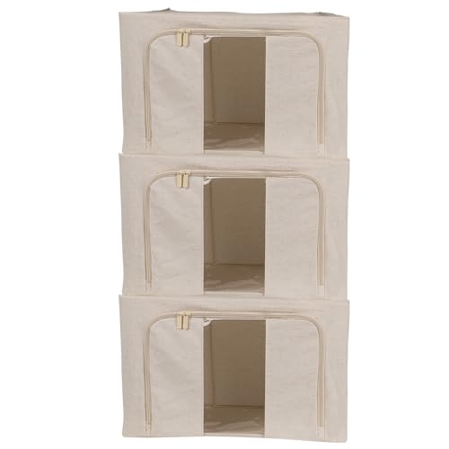 3 Stück 66L Durchsichtig Faltbare Kleideraufbewahrung Box mit Reißverschlüsse, 5mm Metallrahmen , Stabile Stapelbar Aufbewahrungs Boxen für Kleidung Stapelbare Kleiderboxen Aufbewahrung Boxen (3) von WEIDU