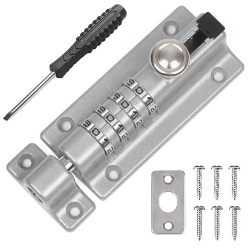 Weielt Digit Combination Locking Bolt, 4 Digit Sliding Lockable 120mm Stainless Steel Silded Garden Heavy Duty Gate Latch for Wooden Tore, Gate Door Bolt Lock with Anti-Tamper Screws (Silber) von Weielt