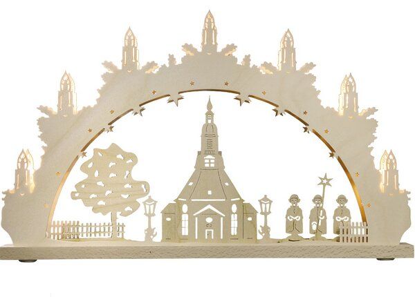 Weigla® Holzkunst Kleiner Schwibbogen "Seiffener Kirche" 7 flammig LED Beleuchtung von Weigla® Holzkunst