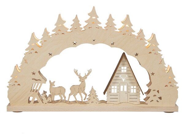 Weigla® Holzkunst Kleiner Schwibbogen "Waldhaus" 7 flammig LED Beleuchtung von Weigla® Holzkunst