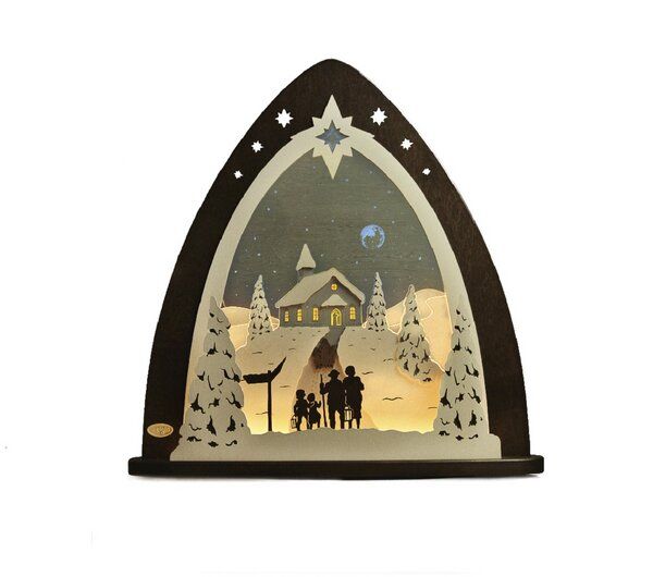 Weigla® Holzkunst Moderne LED Lichterspitze Schwibbogen "Bergkapelle" traumhaft aus dem Erzgebirge von Weigla® Holzkunst