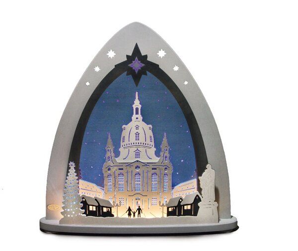 Weigla® Holzkunst Moderne LED Lichterspitze Schwibbogen "Dresdner Frauenkirche" traumhaft aus dem Erzgebirge von Weigla® Holzkunst