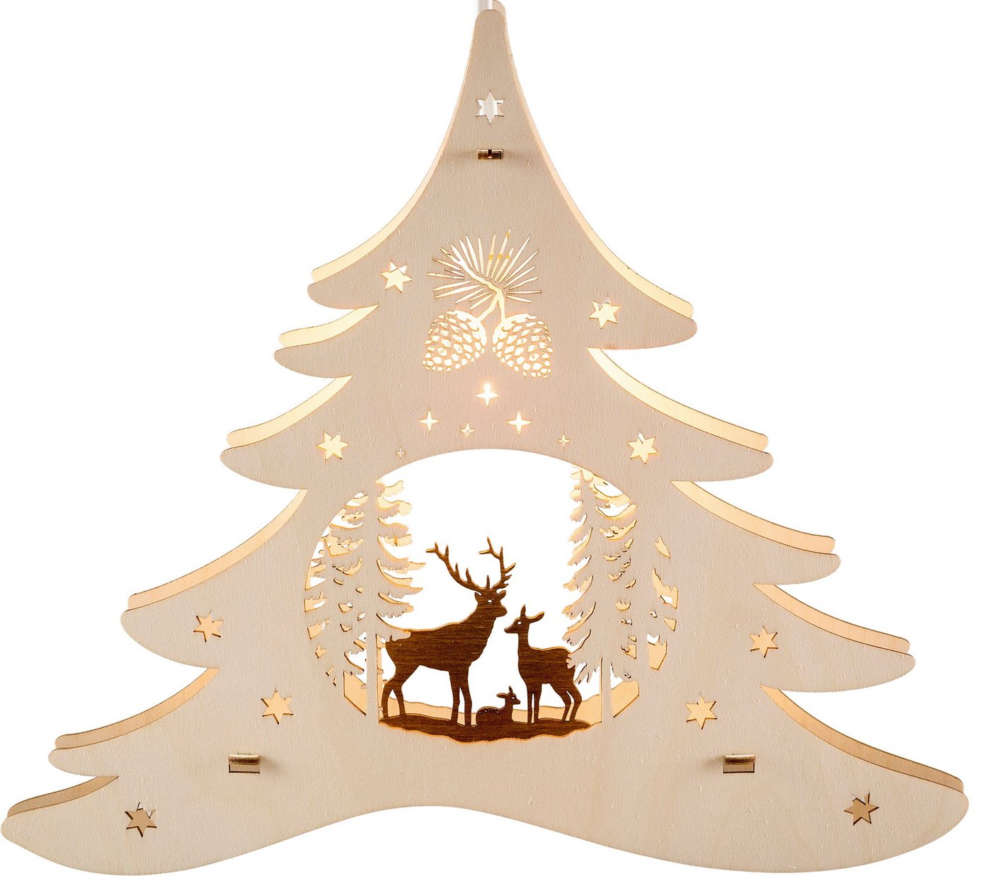 Weigla Dekolicht Tannenbaum - Waldmotiv, Weihnachtsdeko, Leuchtmittel wechselbar, Warmweiß, beleuchtetes Fensterbild von Weigla