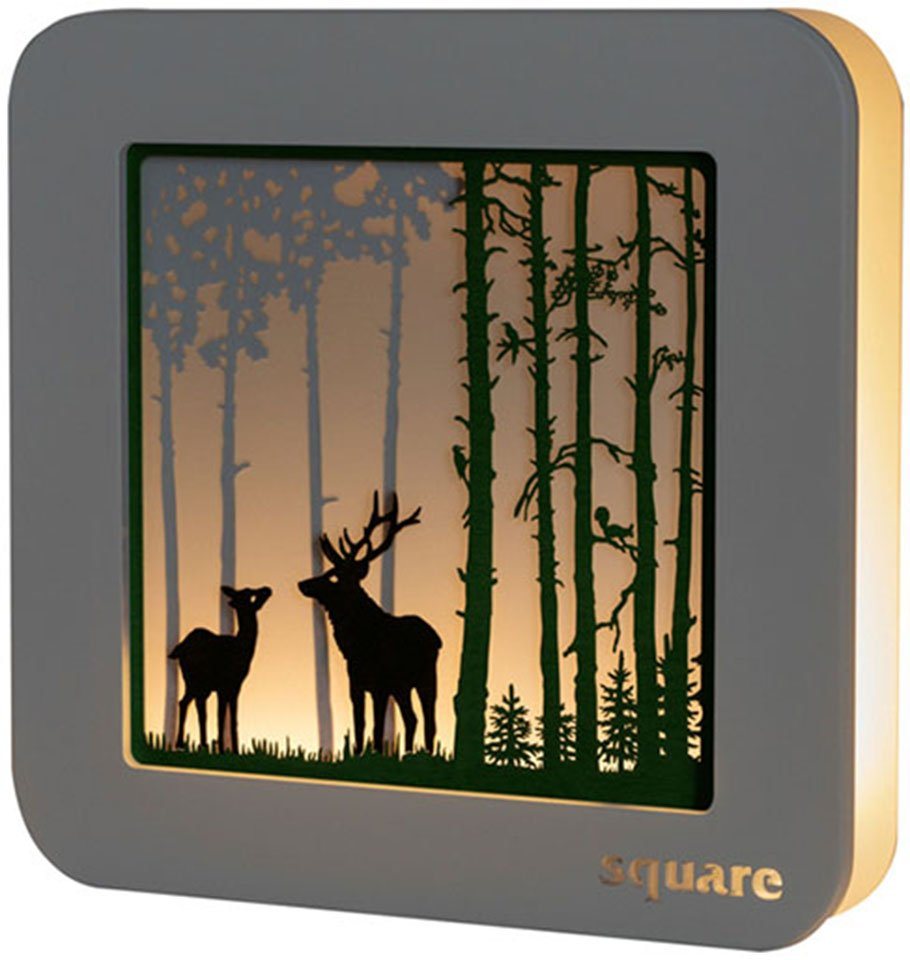 Weigla LED-Bild Square - Wandbild Wald, Weihnachtsdeko, (1 St), mit Timerfunktion von Weigla