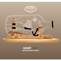 Weigla LED Dekolicht "Flaschenpost "Maritim" aus Holz & Acrylglas" Erzgebirge garantiert, maritime Innendeko, Dekolampe von Weigla