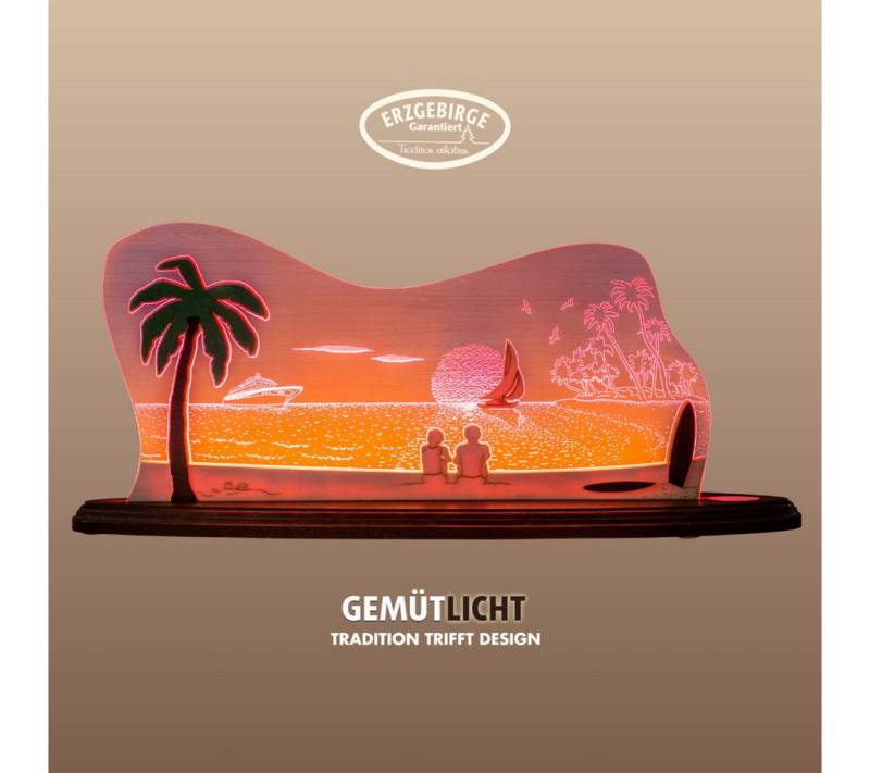 Weigla LED Dekolicht Südsee, Holz & Acrylglas, ROT-NATUR-BRAUN, LED wechselbar, Neutralweiß, Erzgebirge garantiert, Dekolampe für Innen, Dekoleuchte von Weigla