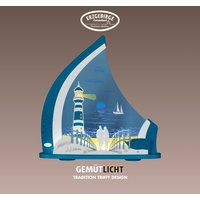 Weigla LED Lichterbogen "Maritim, Leuchtturm, Lichterspitze, Dekoleuchte BLAU-WEIẞ", Erzgebirge garantiert, maritime Deko Innen, Dekolampe von Weigla