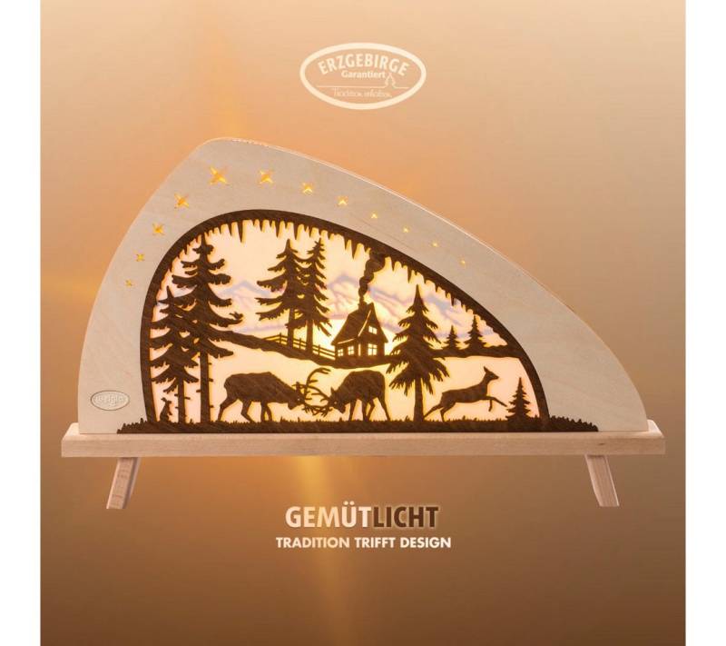 Weigla LED Lichterbogen Rotwild, Holz Schwibbogen, Dekoleuchte, Herbstdeko, Made in Germany (1-tlg), Erzgebirge garantiert, Weihnachtsdeko Innen, Weihnachtsbeleuchtung von Weigla