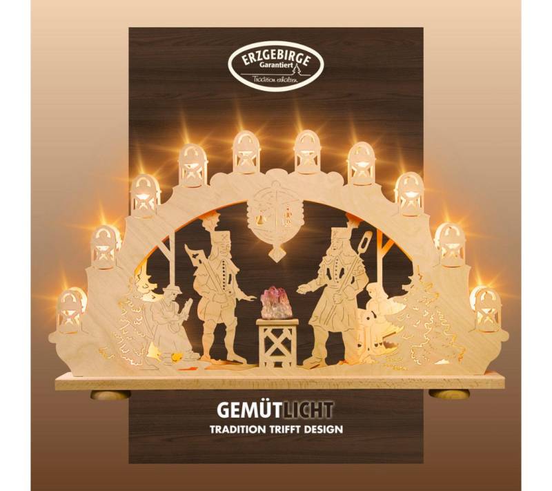 Weigla LED Schwibbogen Bergmann mit Amethyst, Lichterbogen aus Holz, NATUR, Made in Germany (1-tlg), Erzgebirge garantiert, Weihnachtsdeko Innen, Weihnachtsbeleuchtung von Weigla