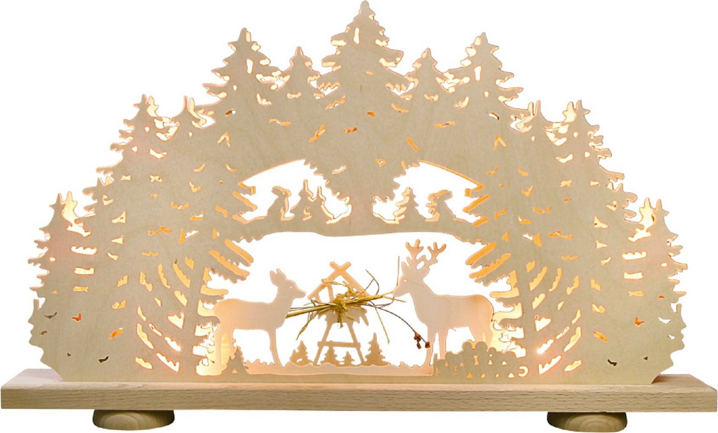 Weigla LED Schwibbogen LED Schwibbogen 10-flammig - Futterkrippe mit Naturheu - von Weigla