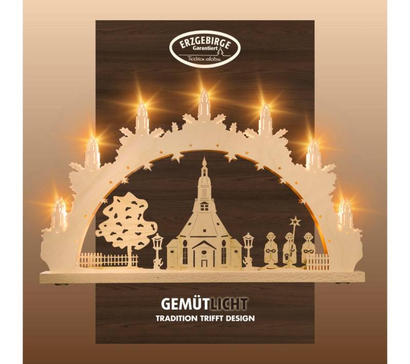 Weigla LED Schwibbogen Seiffener Kirche, Lichterbogen aus Holz, NATUR, Made in Germany (1-tlg), Erzgebirge garantiert, Weihnachtsdeko Innen, Weihnachtsbeleuchtung von Weigla