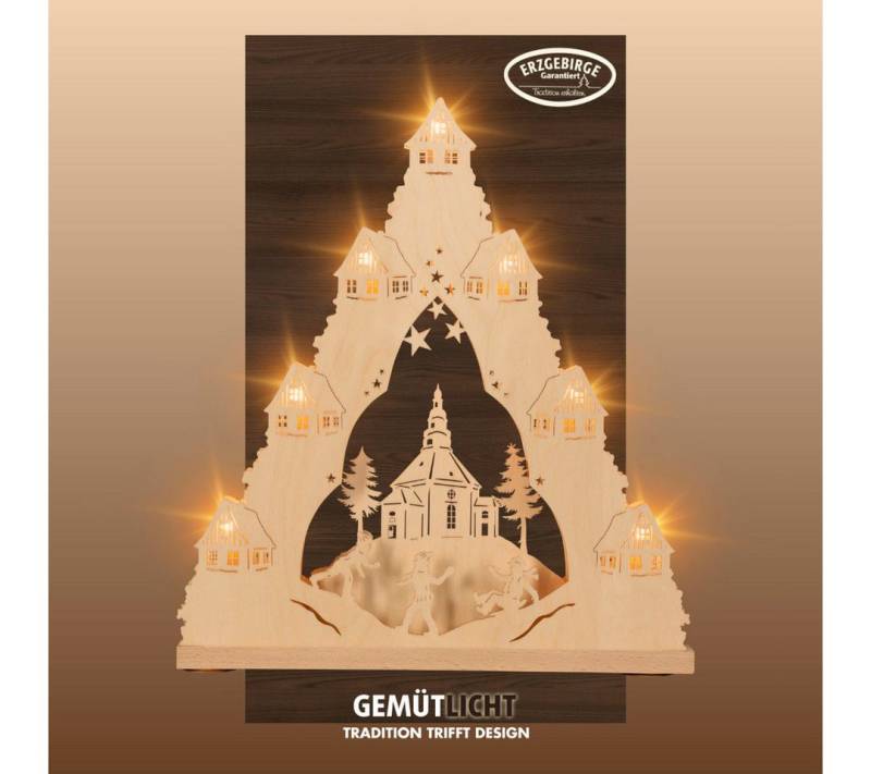 Weigla LED Schwibbogen Seiffener Kirche, Lichterspitze aus Holz, NATUR (1-tlg), Erzgebirge garantiert, Weihnachtsdeko Innen, Weihnachtsbeleuchtung von Weigla