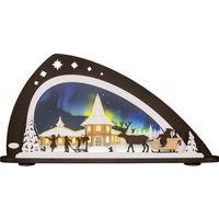 Weigla LED Schwibbogen "Weihnachten unterm Polarlicht, Höhe ca. 33,8 cm", Weihnachtsdeko aus dem Erzgebirge, Deko fürs Fenster, aus Holz von Weigla