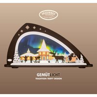Weigla LED Schwibbogen "Weihnachten unterm Polarlicht, moderner Lichterbogen aus Holz & Acryl", Erzgebirge garantiert, Weihnachtsdeko Innen, Weihnachtsbeleuchtung von Weigla