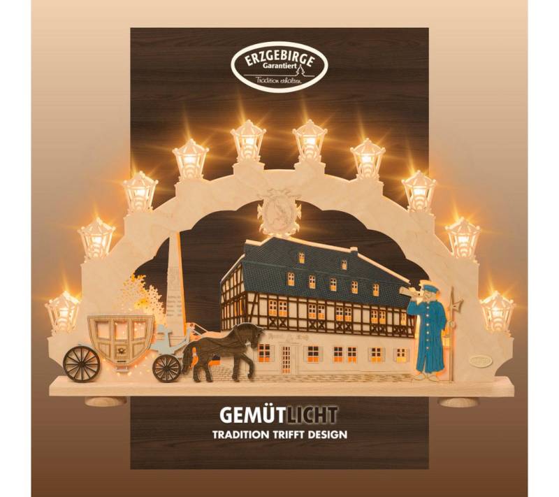 Weigla LED Schwibbogen Zwönitz, Lichterbogen aus Holz, Fachwerkhaus, Made in Germany (1-tlg), Erzgebirge garantiert, Weihnachtsdeko Innen, Weihnachtsbeleuchtung von Weigla