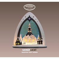 Weigla Lichterbogen "LED Seiffener Kirche, moderne Lichterspitze aus Holz & Acrylglas", Erzgebirge garantiert, Weihnachtsdeko Innen, Weihnachtsbeleuchtung von Weigla