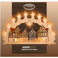 Weigla Schwibbogen "Altstadt, Fachwerkhaus, Lichterbogen aus Holz", Erzgebirge garantiert, Weihnachtsdeko Innen, Weihnachtsbeleuchtung von Weigla