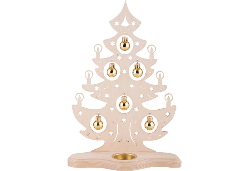 Weigla Schwibbogen Teelichthalter Weihnachtsbaum mit goldenen Kugeln (30,5cm) von Weigla von Weigla