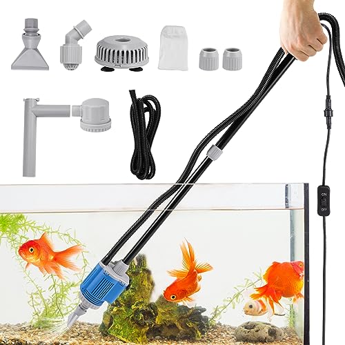 Weigudoc 6 in 1 Mulmsauger Aquarium Elektrisch, Elektrische Aquarium Kiesreiniger, Staubsauger Wasserwechsler Einstellbare Länge für Aquarium Wasserwechsel Sandwaschung von Weigudoc