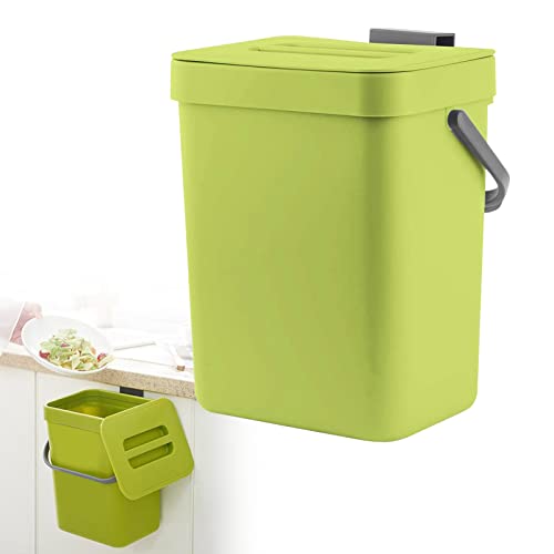 Weigudoc Wandmontierter Mülleimer, 3L Küche Wandmontierter Mülleimer mit Deckel, Kunststoff-Mülleimer für Küche, Badezimmer, Schlafzimmer, Wohnzimmer(Grün) von Weigudoc