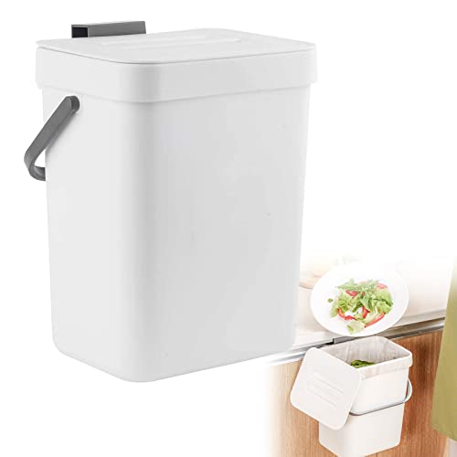 Weigudoc Wandmontierter Mülleimer, 3L Küche Wandmontierter Mülleimer mit Deckel, Kunststoff-Mülleimer für Küche, Badezimmer, Schlafzimmer, Wohnzimmer(blanc) von Weigudoc