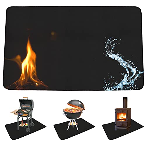 Weigudoc Grill Feuerfeste Unterlage 165 x 99 cm, Hitzebeständige Wasserbeständige Grillunterlage, Bodenmatte Fallschutzmatten, Outdoor BBQ Matte Faltbare für Gasgrill Holzkohlegrill von Weigudoc