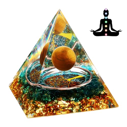 Weigudoc Orgonit Pyramide Reiki Chakra Steine, Tigerauge Stein & Baum Lebens Amethyst, Edelsteine Heilsteine für Chakra-Heilung Meditation Haus Dekoration Anziehen Reichtum (01) von Weigudoc