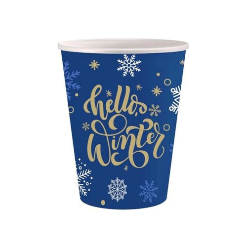 Weihnachten Hello Winter Blue Pappbecher (6 Stück) 250 ml von Weihnachten