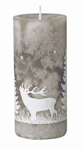 Weihnachtskerzen Foresta mit Hirsch durchgefärbte Stumpen Kerzen 12 x 5,5 cm Stein von Weihnachtskerzen
