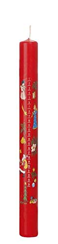 Weihnachtskerzen Adventskalenderkerze Stabkerze Rot 1-24, 250 x 23 mm, Kalenderkerze Advent von Weihnachtskerzen