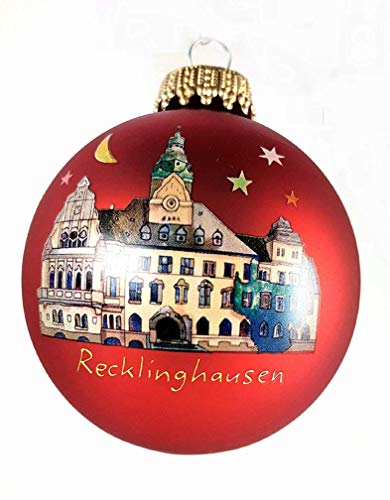 Weihnachtskugel Glas Künster Edition Recklinghausen - Schloss - rot (2) von Weihnachtskugel