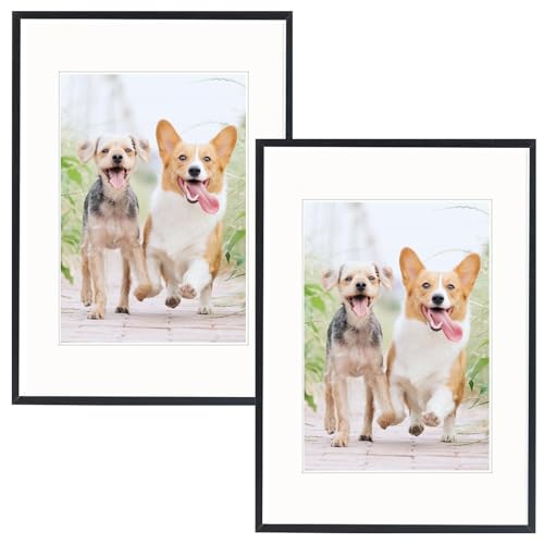 Weikani A3 Fotorahmen mit Matte, 2 Pack-29.7x42cm schwarzer Bilderrahmen Plexi-Glas, Zertifikatsrahmen für Wandmontage oder Tischplatte Display, Satz von 2 von Weikani