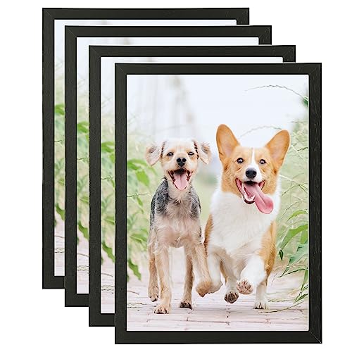 Weikani A3 Fotorahmen mit Matte, 4 Pack-29.7x42cm schwarzer Bilderrahmen Plexi-Glas, Zertifikatsrahmen für Wandmontage oder Tischplatte Display, Satz von 4 von Weikani