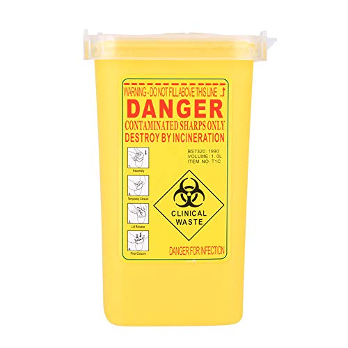Behälter für scharfe Gegenstände, 1 l, sicherer Nadelabfall. Nadelentsorgungsbehälter für Profis (gelb) von Weikeya