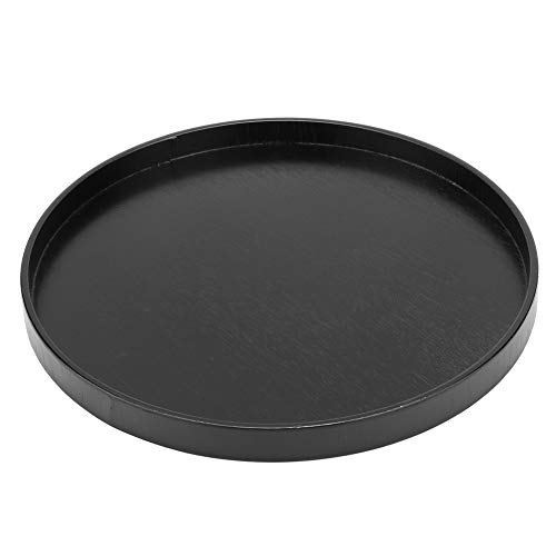 Schwarzes Serviertablett Anti-Rutsch-Tablett Rundes Tablett zum Servieren von Wasser und Saft(Schwarz, 27cm) von Weikeya