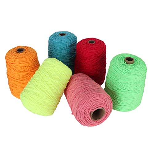 Tufting-Garn, Teppich-Strickgarn, bequem, 6 Rollen, Baumwolle, Polyester, 8 Aktien, schrumpffrei, je 400 m, fluoreszierende Farbe zum Basteln von Weikeya