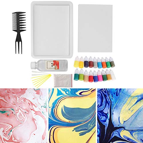Wassermarmorierung Mineralpigment , DIY Papiermarmorierung , PVC Kunststoff Manberce Marmorierungs Malset , Glasmineralpigmente(A4 18 Farbe 6ml Geschenkbox) von Weikeya
