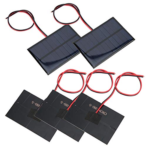 Weikeya Kabelgebundenes Solarpanel, 60 x 90 mm tragbares Zellleistungsmodul mit 5 x Solarpanel für Solar-Taschenlampen für Solar-Handy-Ladegeräte zur Herstellung von Solar-Rasenlichtern von Weikeya