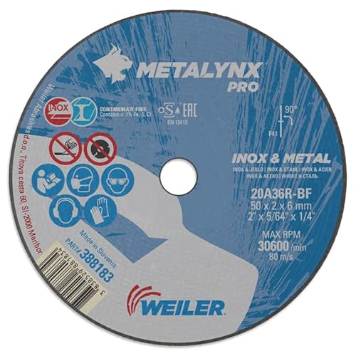 Metalynx PRO Inox & Metall F41 50X2X6 Winkelschleifer - Trennscheibe zum Schneiden von Stahl und Edelstahl | Packung mit 100stk von Weiler