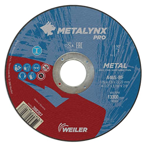 Weiler Metalynx PRO Metall F41 115X1,6X22,23 Winkelschleifer - Trennscheibe zum Schneiden von Stahl | Packung mit 25stk von Weiler