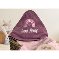 Babygeschenk Kapuzenhandtuch Mit Namen Badetuch Baby Handtuch Babybadetuch Personalisiert Regenbogen Geschenk Junge Mädchen von WeinbergerDesign