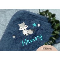 Kapuzenhandtuch Babygeschenk Fuchs Mit Namen Badetuch Baby Handtuch Babybadetuch Personalisiert Geschenk Junge Mädchen von WeinbergerDesign
