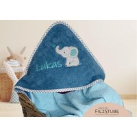 Kapuzenhandtuch Babygeschenk Elefant Name Personalisierbar Kapuzenbadetuch Geschenk Zur Geburt Taufe Junge Mädchen Babyhandtuch von WeinbergerDesign
