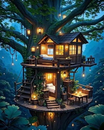 Weiniuniu Kreuzstich Stickpackung Baumhaus DIY Stickvorlagen Stickbilder 11CT Vorgedruckt Kreuzstich Set für Anfänger Home Decor 50x70 cm Weiniuniu Kreuzstich Stickpackung Baumhaus DIY Stickvorlagen Stickbilder 11CT Vorgedruckt Kreuzstich Set für Anfänger Home Decor 50x70 cm von Weiniuniu