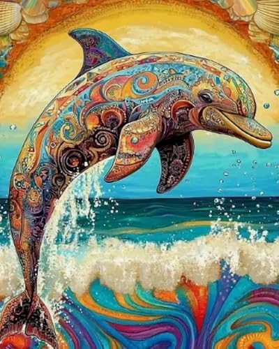 Weiniuniu Kreuzstich Stickpackung Bemalter Delphin DIY Stickvorlagen Stickbilder 11CT Vorgedruckt Kreuzstich Set für Anfänger Home Decor 50x70 cm Weiniuniu Kreuzstich Stickpackung Bemalter Delphin DIY Stickvorlagen Stickbilder 11CT Vorgedruckt Kreuzstich Set für Anfänger Home Decor 50x70 cm von Weiniuniu