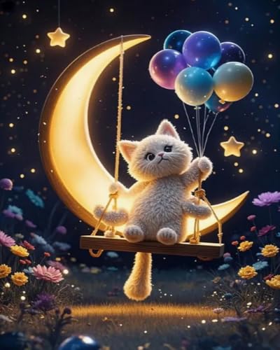 Weiniuniu Kreuzstich Stickpackung Katze auf dem Mond DIY Stickvorlagen Stickbilder 11CT Vorgedruckt Kreuzstich Set für Anfänger Home Decor 50x70 cm Weiniuniu Kreuzstich Stickpackung Katze auf dem Mond DIY Stickvorlagen Stickbilder 11CT Vorgedruckt Kreuzstich Set für Anfänger Home Decor 50x70 cm von Weiniuniu